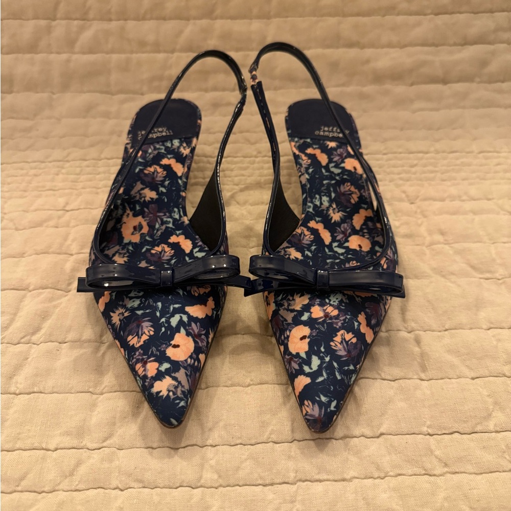 Jeffrey Campbell Floral Slingback Kitten Heels
